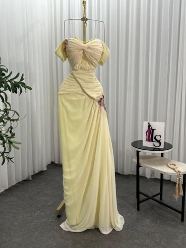 فستان اصفر شيفون