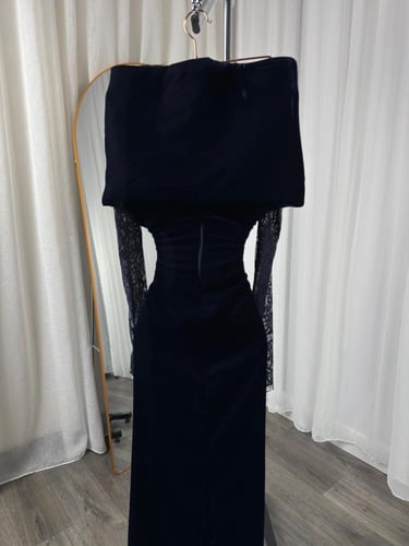 فستان كحلي غامق مخمل انيق