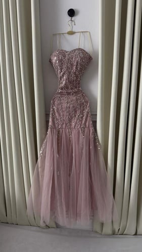 فستان سهره بينك مطرز