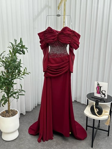 فستان ناعم عنابي غامق