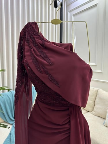 فستان شيفون عنابي