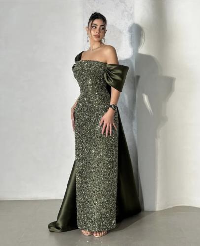 فستان زيتي سهره