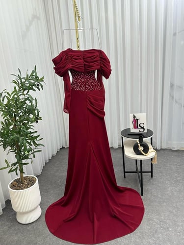 فستان ناعم عنابي غامق