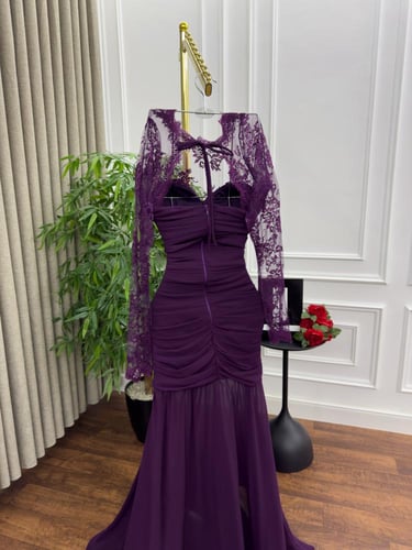 فستان ليكرا شيفون دانتيل