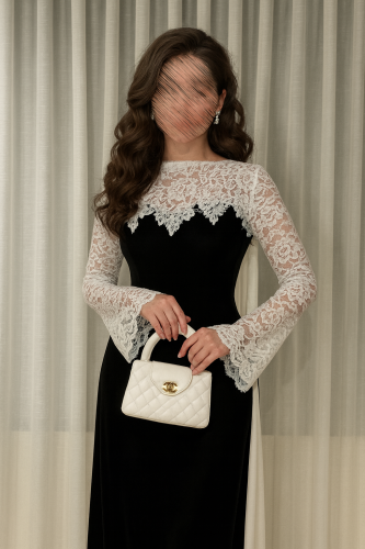 فستان مخمل ودانتيل