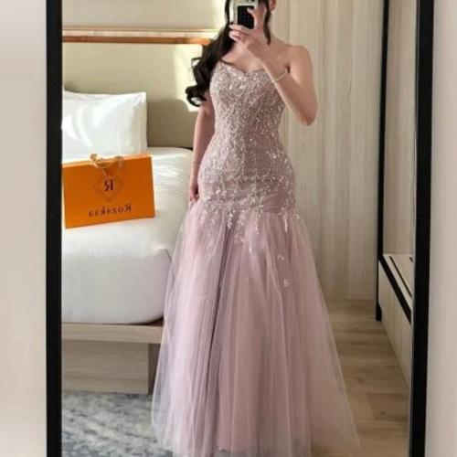 فستان سهره بينك مطرز