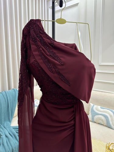 فستان شيفون عنابي