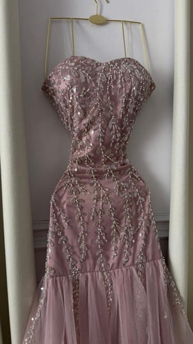 فستان سهره بينك مطرز