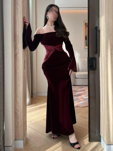 فستان مخمل ناعم انيق