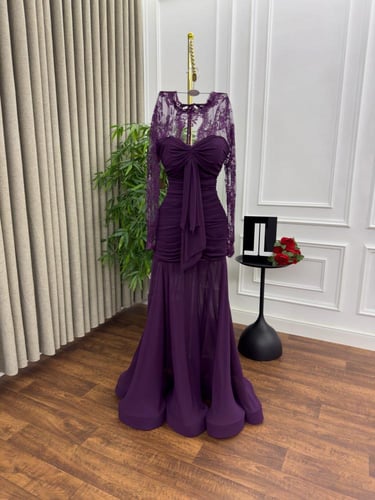 فستان ليكرا شيفون دانتيل