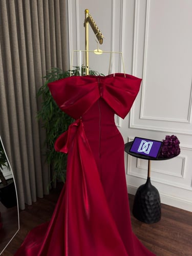 فستان سهره فخم احمر صافي