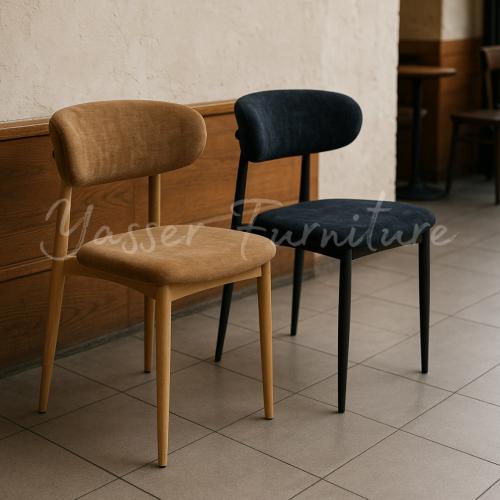 كرسي آنيق حديد مقعد قماش سلك ناعم بعدة ألوان.