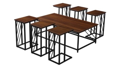 طقم طاوله خشب 7 قطع بعدة ألوان.