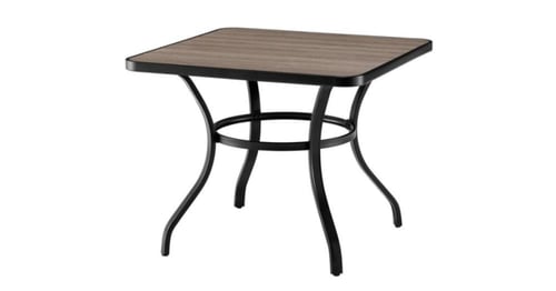 طاوله مربع حديد سطح خشب مقاس 90سم بعدة ألوان.