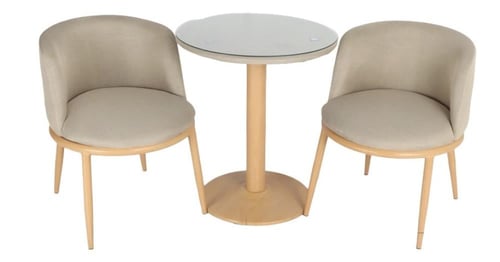 كرسين قماش سلك + طاوله سطح زجاج بعدة ألوان.