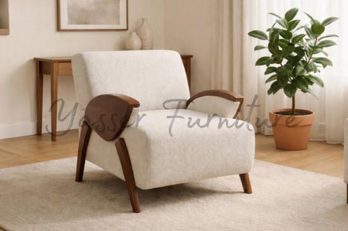 كرسي ضيافة فخم بلمسة خشب طبيعي بعدة ألوان.