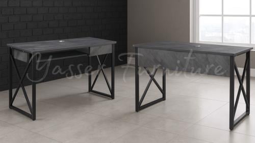 طاولة مكتب خشب بقواعد حديد مقاس 1.20م بعدة ألوان.