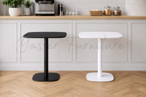 طاوله خدمه حديد سطح خشب مربع بعدة مقاسات وألوان.