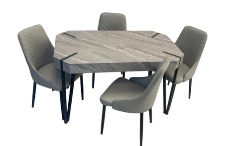 طاولة طعام خشب + 4 كراسي قماش جلد بعدة ألوان.