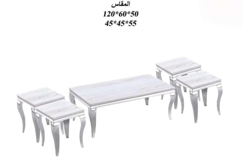 طقم طاولات رخام فاخر بخمس قطع متناسقه.