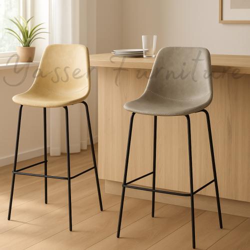 كرسي بار ثابت قماش جلد بعدة ألوان.