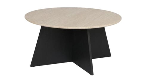 طقم طاولتين خشبي بتصميم هندسي.