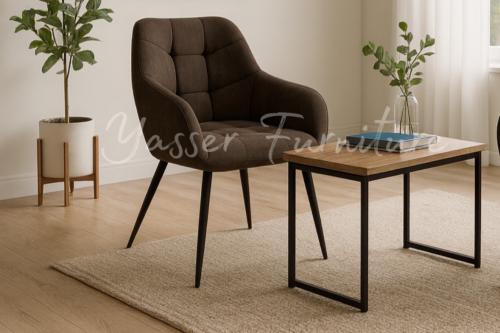 كرسي بقواعد جانبيه قماش سلك ناعم بعدة ألوان.