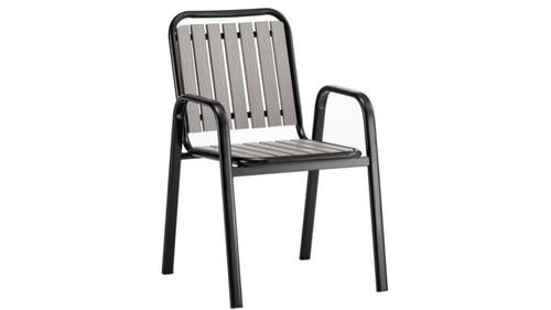 كرسي حديد مقعد وظهر خشب بعدة ألوان.