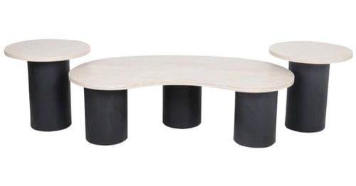 طاوله 3 قطع ترافنتينو خشب بديل الرخام بعدة ألوان.