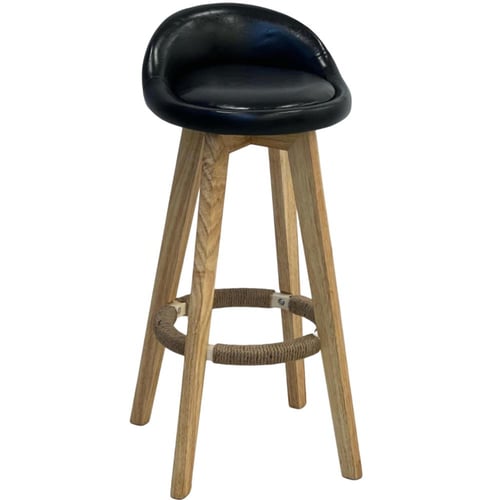 كرسي بار خشب دوار مقعد قماش جلد بعدة ألوان.