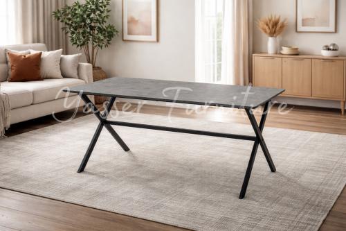 طاوله حديد أكس سطح خشب مقاس 1.20م بعدة ألوان.