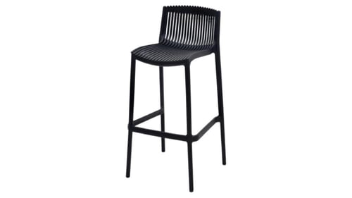 كرسي بار بلاستيك بتصميم خطوط بعدة ألوان.