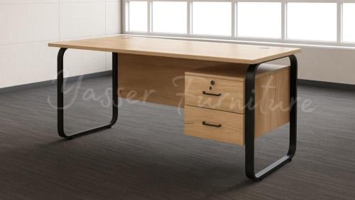 مكتب خشب مقاس 1.40م مع تخزين جانبي بعدة ألوان.