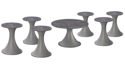 طقم طاولات 7 قطع حديد سطح خشب بعدة ألوان.