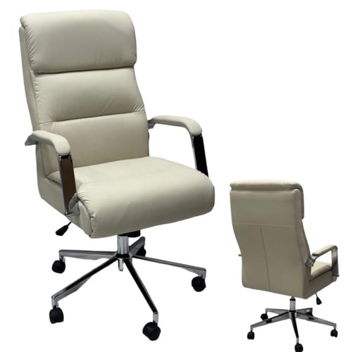 كرسي مكتبي بلمسة فاخرة وخطوط مبطنة متناسقة بعدة أل...