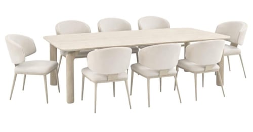 طقم طاولة طعام رخام لون بيج بعدة مقاسات.