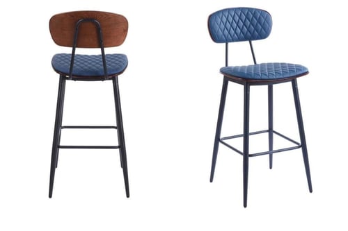 كرسي بار ثابت حديد مقعد قماش جلد بعدة ألوان.