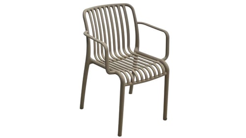 كرسي فايبر مخطط بقواعد جانبي وبعدة ألوان.