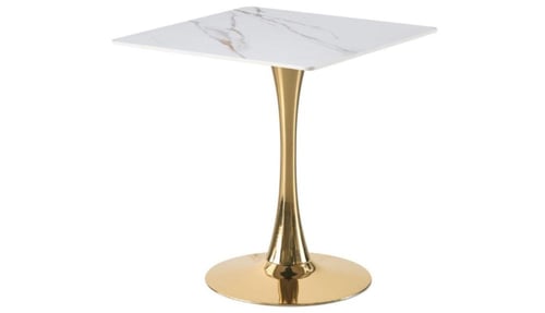 طاولة حديد أستيل ذهبي بسطح سراميك مقاس 70سم بعدة م...