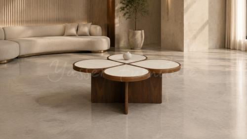 طاولة خدمه خشب بتصميم هندسي آنيق.