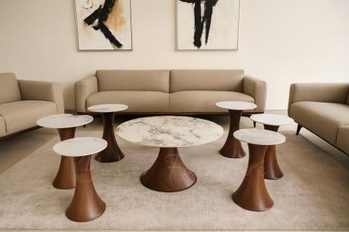 طقم طاولات 7 قطع حديد سطح سراميك.