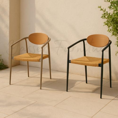 كرسي حديد مقعد قماش حبل بعدة ألوان.