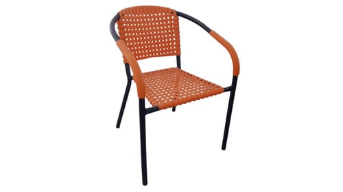 كرسي حديد بمقعد وظهر بلاستيك بعدة ألوان.