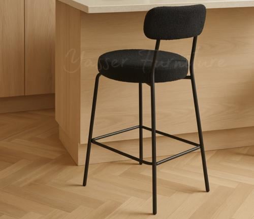 كرسي بار ثابت قماش بوكليه بعدة ألوان.