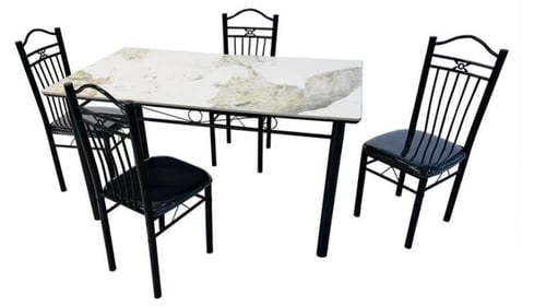 طاولة طعام سراميك + 4 كراسي قماش جلد بعدة ألوان.