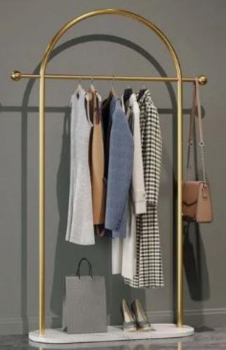 حامل ملابس معدن و خشب رخامي ذهبي و ابيض - 80×30×17...