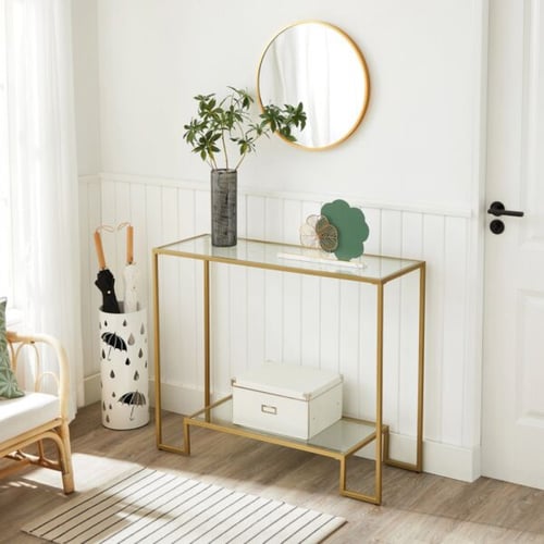 كونسول برف سفلي 100×35×80 سم - ذهبي وزجاج