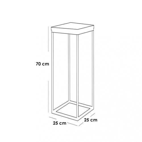 طقم حامل زرع - حديد ورخام - 3 قطع - أسود و أبيض -