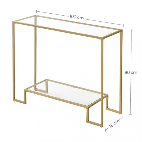 كونسول برف سفلي 100×35×80 سم - ذهبي وزجاج