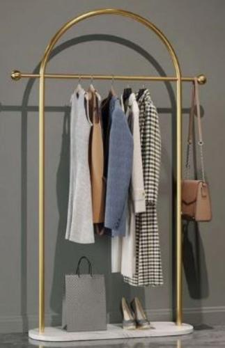 حامل ملابس معدن و خشب رخامي ذهبي و ابيض - 120×30×1...